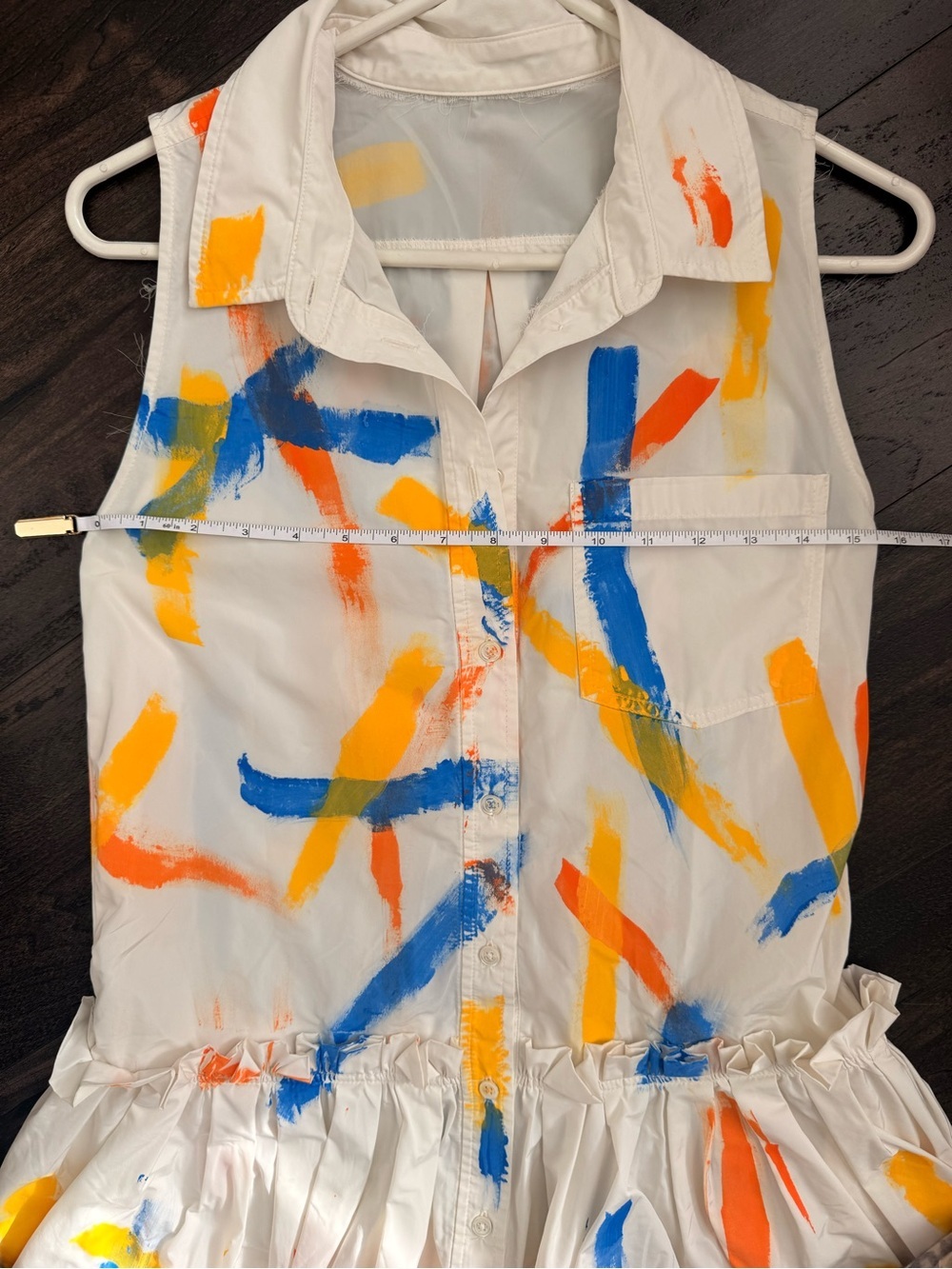 Avant Garde Painterly Brush Stroke Dress Drop Waist Bubble Hem Wearable Art - Picture 9 of 12